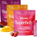 Blume SuperBelly Gut Health + Hydration, Daily Sugar Free Probiotics, Prebiotic Fiber, and Electrolytes Powder Packets for Digestion Support, Variety Pack - Strawberry, Açai, Mango, 45 Sticks