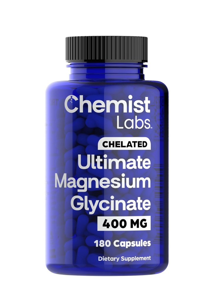 Magnesium Glycinate 400mg - 180 Capsules - High Absorption Chelated Magnesium Supplement for Sleep Muscle & Restful Support - Vegan Third Party Tested - 6 Month Supply