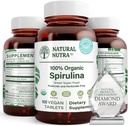 Nutra naturel 100% USDA comprimés de spiruline biologique, aide à maintenir les graisses du corps, favorise la santé du foie, favorise le système immunitaire, aide à améliorer le métabolisme, favorise l'immunité, 300mg, 100 comprimés végétaliens