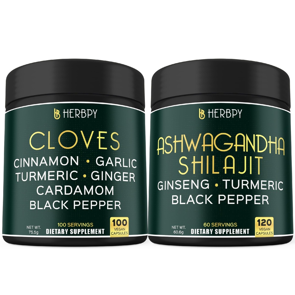 Ensemble 7en1 Supplément de vêtements et 5en1 Ashwagandha Shilajit
