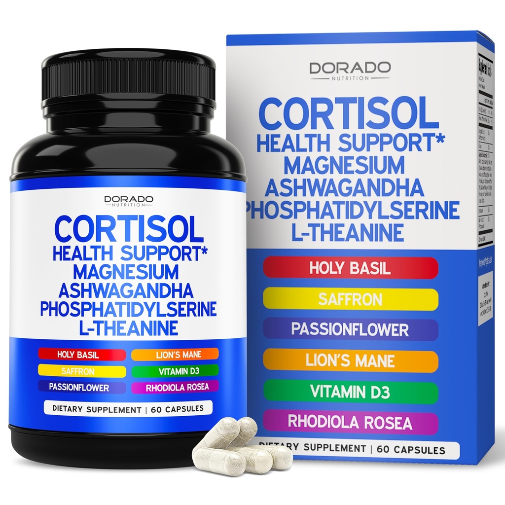 Cortisol Supplements for Women & Men with 14 in1 Blend (Magnesium, Ashwagandha, L Theanine & More) Healthy Cortisol Balance & Calm Mood Support - Third Party Tested, Non GMO, USA Made - 60 Count