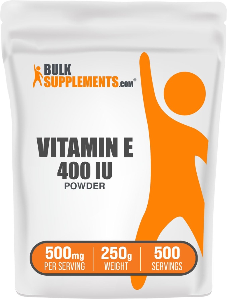 BulkSupplements.com Vitamine E 400 UI en poudre - comme D-Alpha Tocophérol, suppléments nutritionnels - sans gluten, 500mg par portion, 250g (8,8 oz) (paquet de 1)