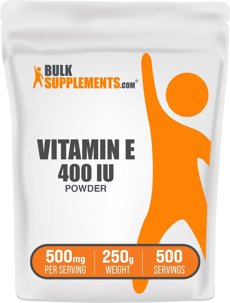 BulkSupplements.com Vitamine E 400 UI en poudre - comme D-Alpha Tocophérol, suppléments nutritionnels - sans gluten, 500mg par portion, 250g (8,8 oz) (paquet de 1)