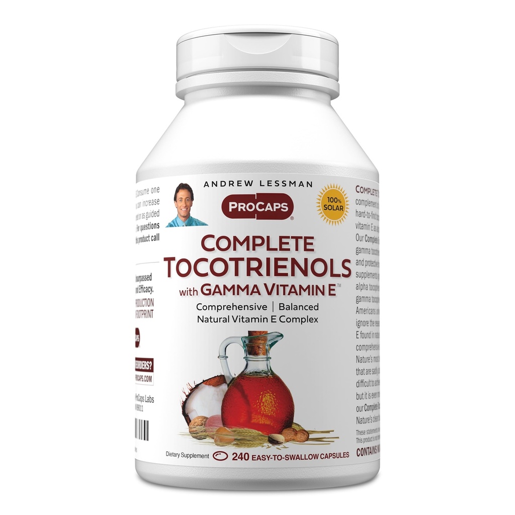 ANDREW MOINSMAN Tocotriénols complets avec vitamine Gamma E 240 Softgels - Huit formes de vitamine E (alpha, bêta, gamma, tocophérols delta et tocotriénols). Puissant anti-oxydant. Aucun additif