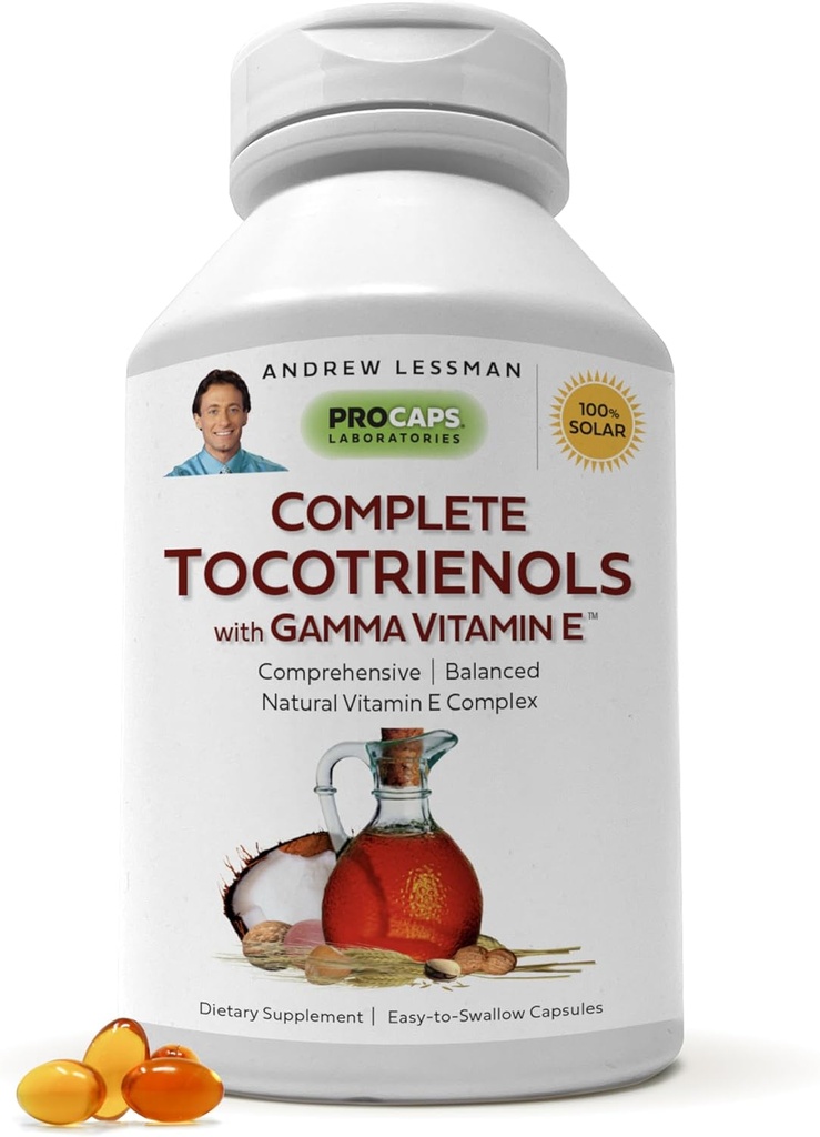 ANDREW MOINSMAN Tocotriénols complets avec vitamine Gamma E 240 Softgels - Huit formes de vitamine E (alpha, bêta, gamma, tocophérols delta et tocotriénols). Puissant anti-oxydant. Aucun additif