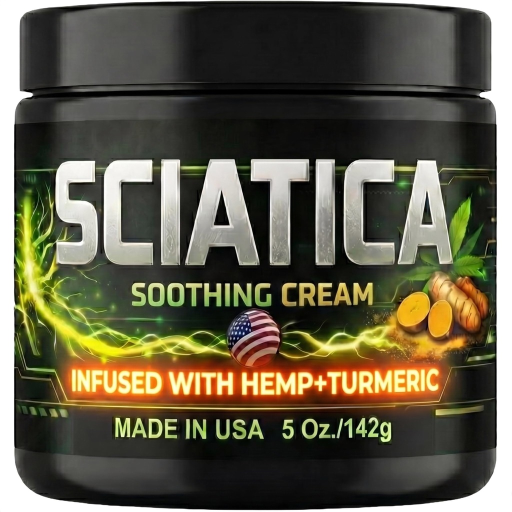 Sciatica Nerve Cream with Hemp Oil, Turmeric, Aloe & Lavender – Sciatic Nerve Comfort Cream for Lower Back & Legs – 5 oz – Non-Greasy Formula for Men & Women – Lab Tested, Made in USA