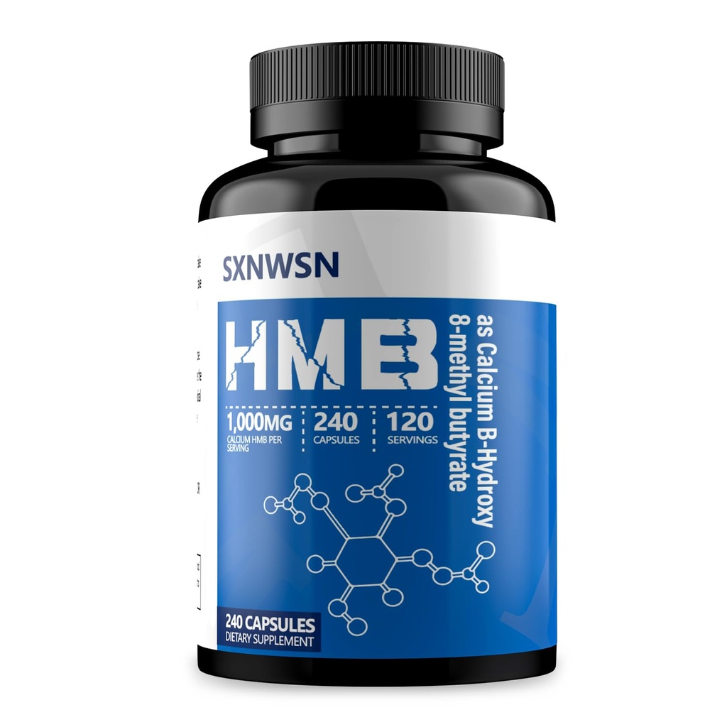 HMB Supplement 240 Capsules - 1,000 MG Calcium beta-Hydroxy beta-methylbutyrate per Serving for Muscle Growth, Strength and Fast Workout Recovery