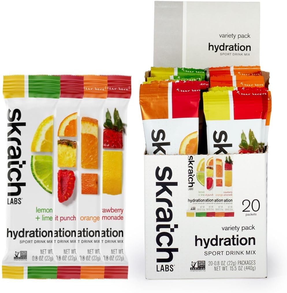 Skratch Labs Packs d'hydratation - Mélange de boisson d'hydratation, Pack de variétés (20 Packs de portion unique) - Poudre d'électrolyte développée pour les athlètes et les performances sportives, sans gluten, végétalien, casher