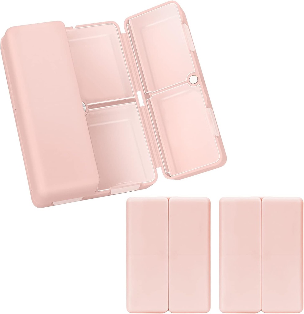 FYY Daily Pill Organizer,2 Pcs 7 Compartments Portable Pill Case Travel Pill Organizer,[Folding Design] Pill Box for Purse Pocket to Hold Vitamins,Cod Liver Oil,Supplements and Medication-Pink