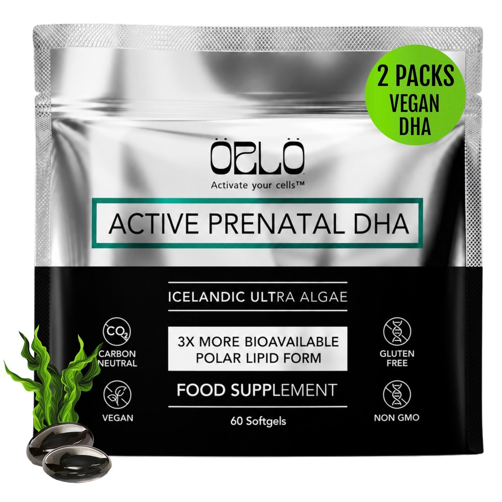 Orlo Prenatal DHA Supplement 1000mg - Mercury & Heavy Metals Free Algae Oil - Icelandic Nordic Omega-3, Mom & Baby Brain Development, No Fishy Aftertaste, 120 Vegan Easy-to-Swallow Mini Softgels