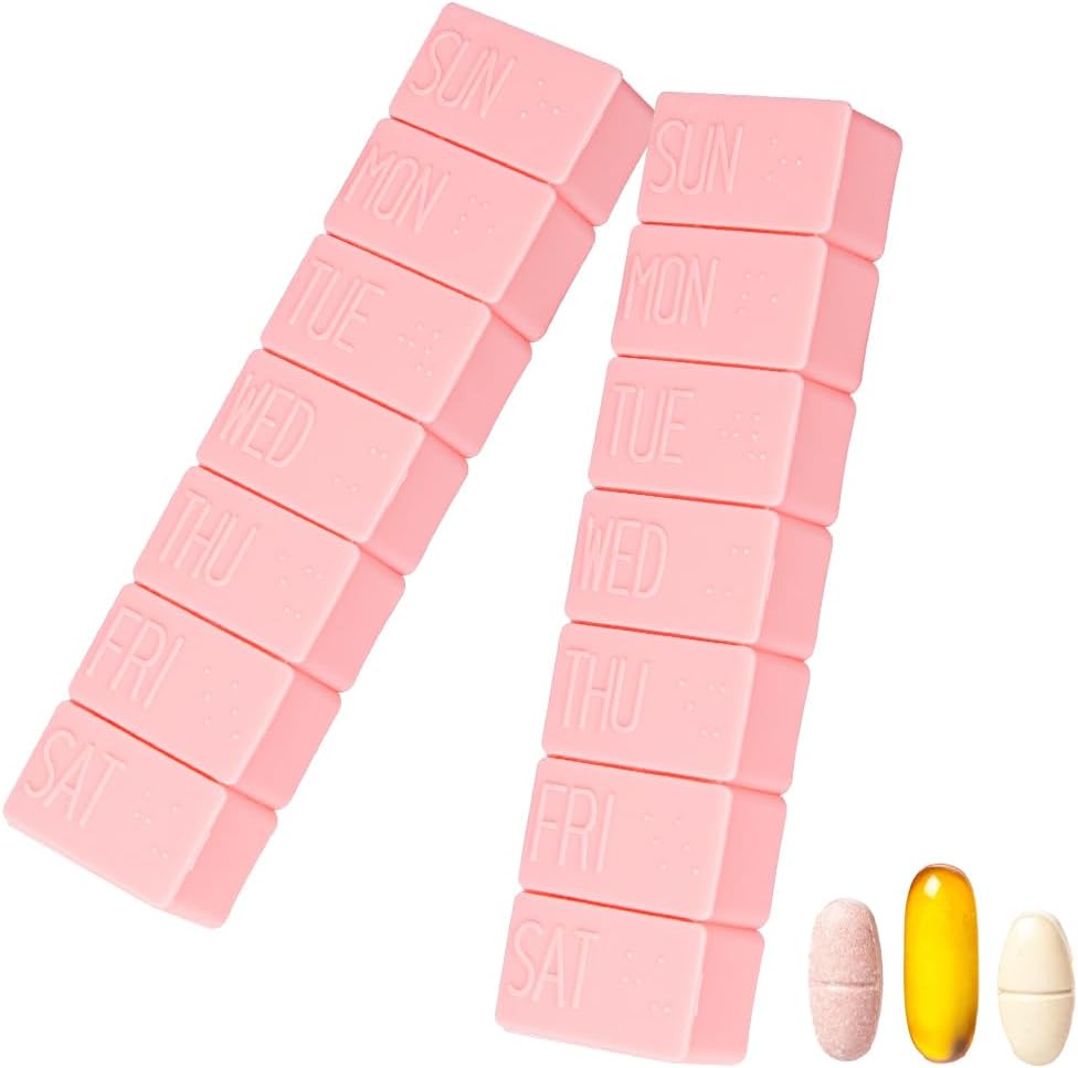 Sanderala 2Pack Organisateur hebdomadaire de pilules, grand extra 7 jours cas de pilules, boîte quotidienne de pilules pour huile de poisson, comprimés de calcium et autres pilules vitaminées