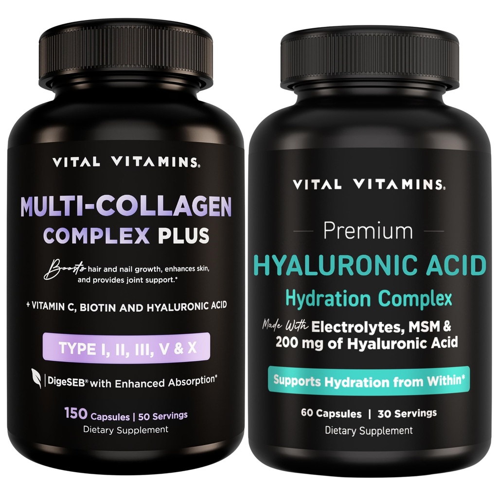 Vital Vitamins Multi-Collagen Plus 150 ct + Hyaluronic Acid Hydration Complex 60 ct