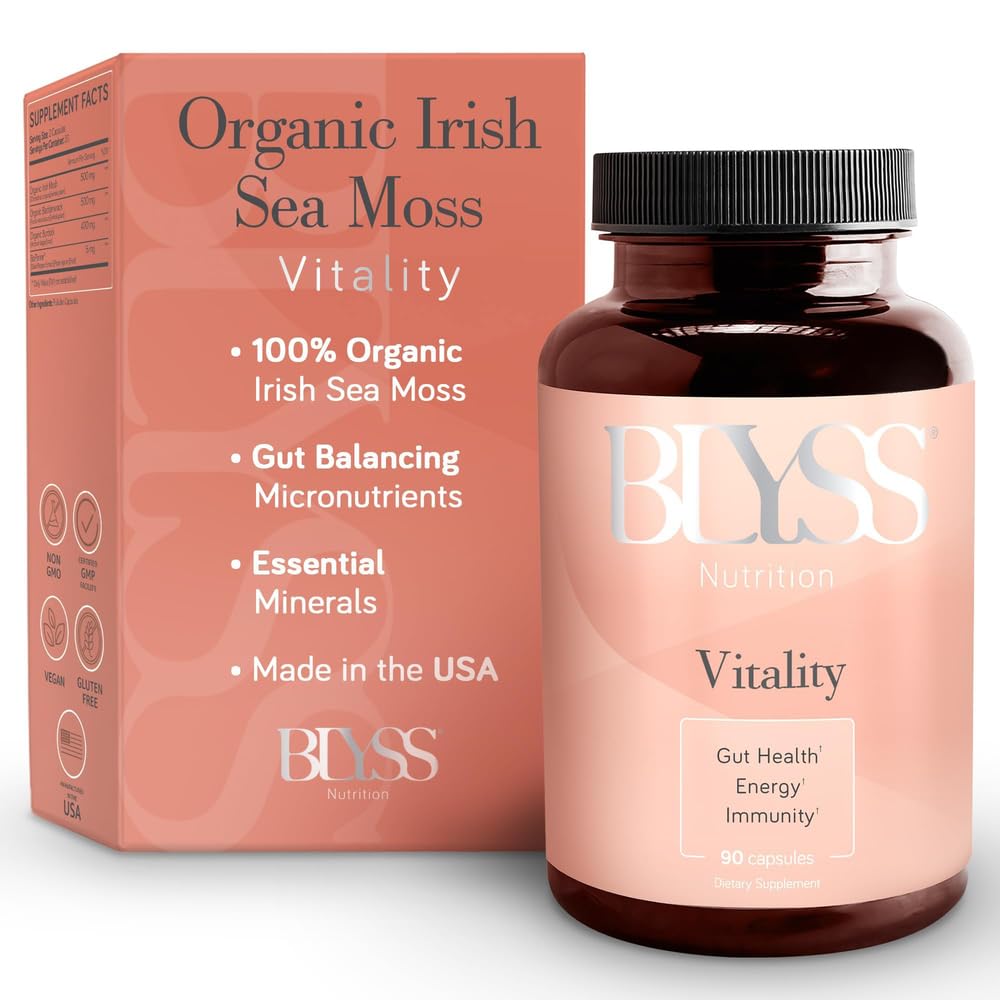 Capsules de mousse de mer d'Irlande biologique avec racine de dard, bladderwrack et poivre noir biopériné - pour soutenir l'énergie, la santé de Gut, la thyroïde et l'antivieillissement - Vegan - 90 ct