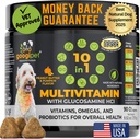 Googipet Premium 10 en 1 Vitamines de chien Multivitamines à croquer avec des probiotiques pour la santé des Guts, Vitamines de chien et suppléments avec/Vitamine C et Glucosamine pour le soutien articulaire (Beurre de Peanut et Arôme de citrouille)