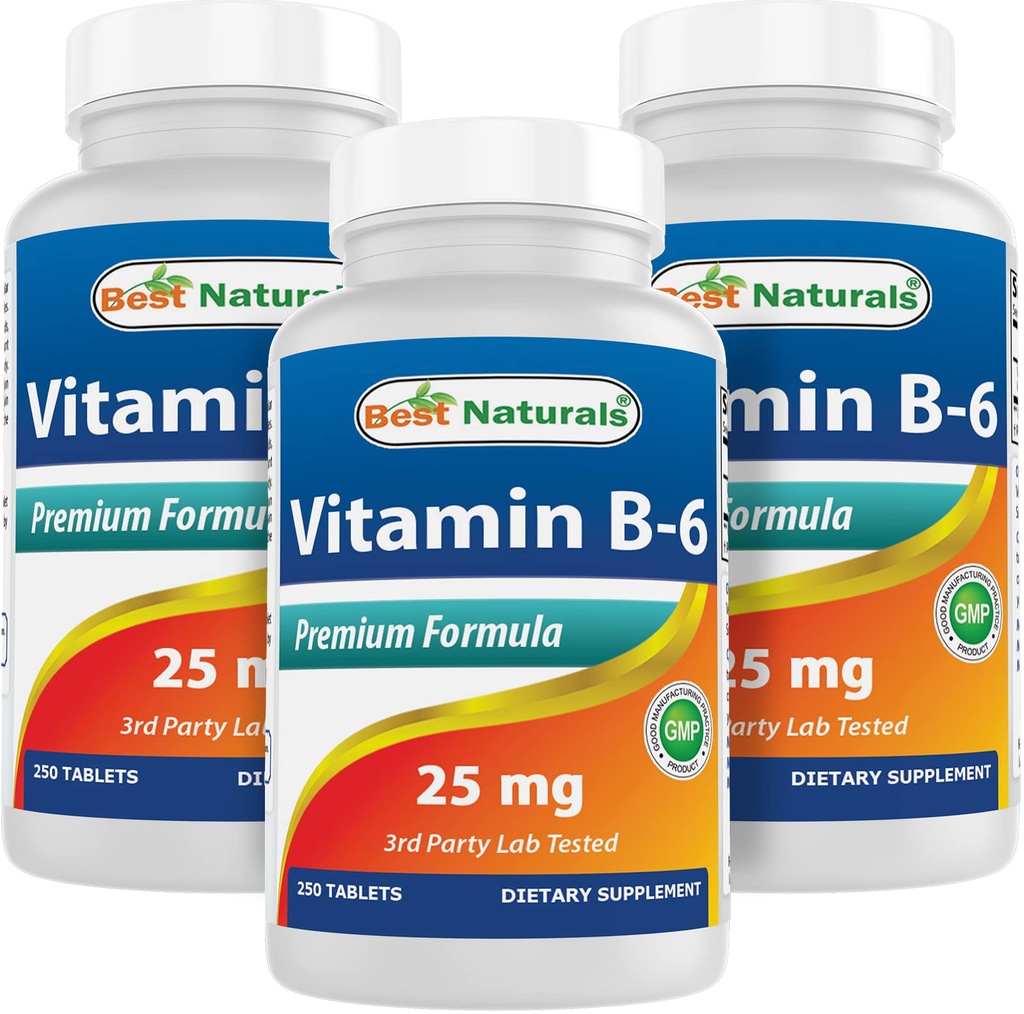 Meilleurs naturels vitamine B6 25mg 250 comprimés (250 Nombre (paquet de 3))