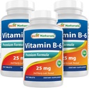 Meilleurs naturels vitamine B6 25mg 250 comprimés (250 Nombre (paquet de 3))