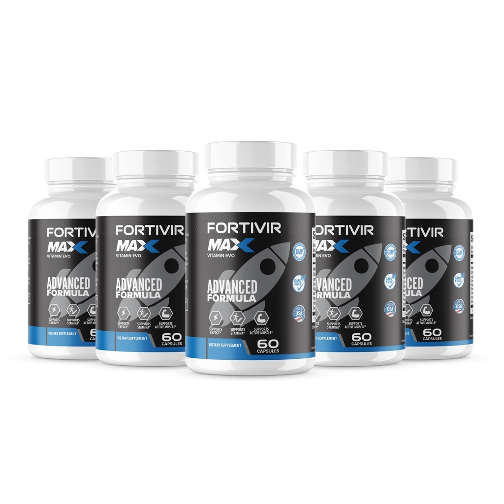 (5 Pack) Fortivir Max Capsules, Official Fortiver Max Support Supplement, FortivirMax Advanced Formula Multivitamin Maximum Strength Overall Health & Wellness 150 Serving 5 Month Supply (300 Capsules)