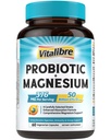 Vitalibre Probiotic with Magnesium, 50 Billion CFU, 9 Strains, Magnesium Glycinate Citrate Malate Taurate, for Digestion, Immunity, Bone, Energy & Recovery, 60 Vegan Capsules, Non-GMO