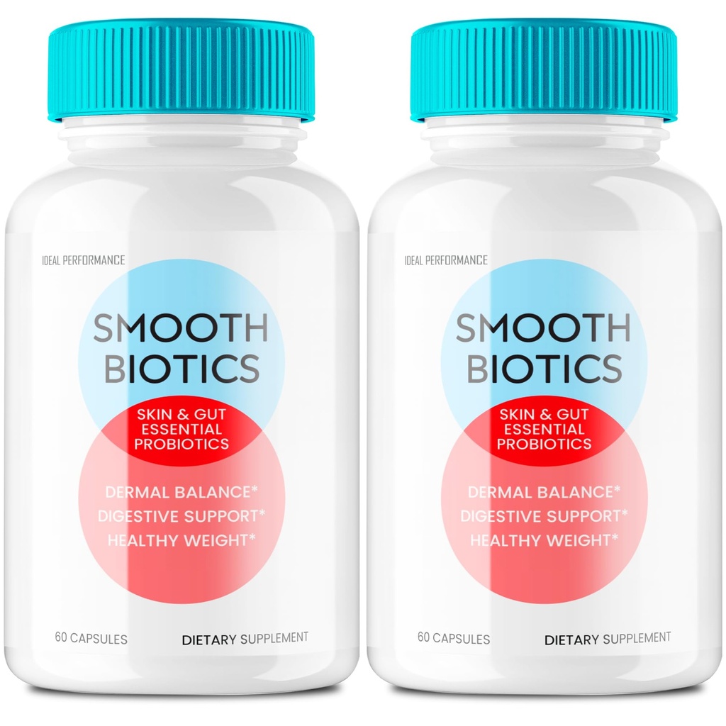 Smooth Biotics Capsules - Official Smooth Biotic Skin & Gut Support Probiotic Pills Supplement - All Natural Vitamin Pill - Digestive Support Capsule, Advanced Formula Supports Reviews (2 Pack)