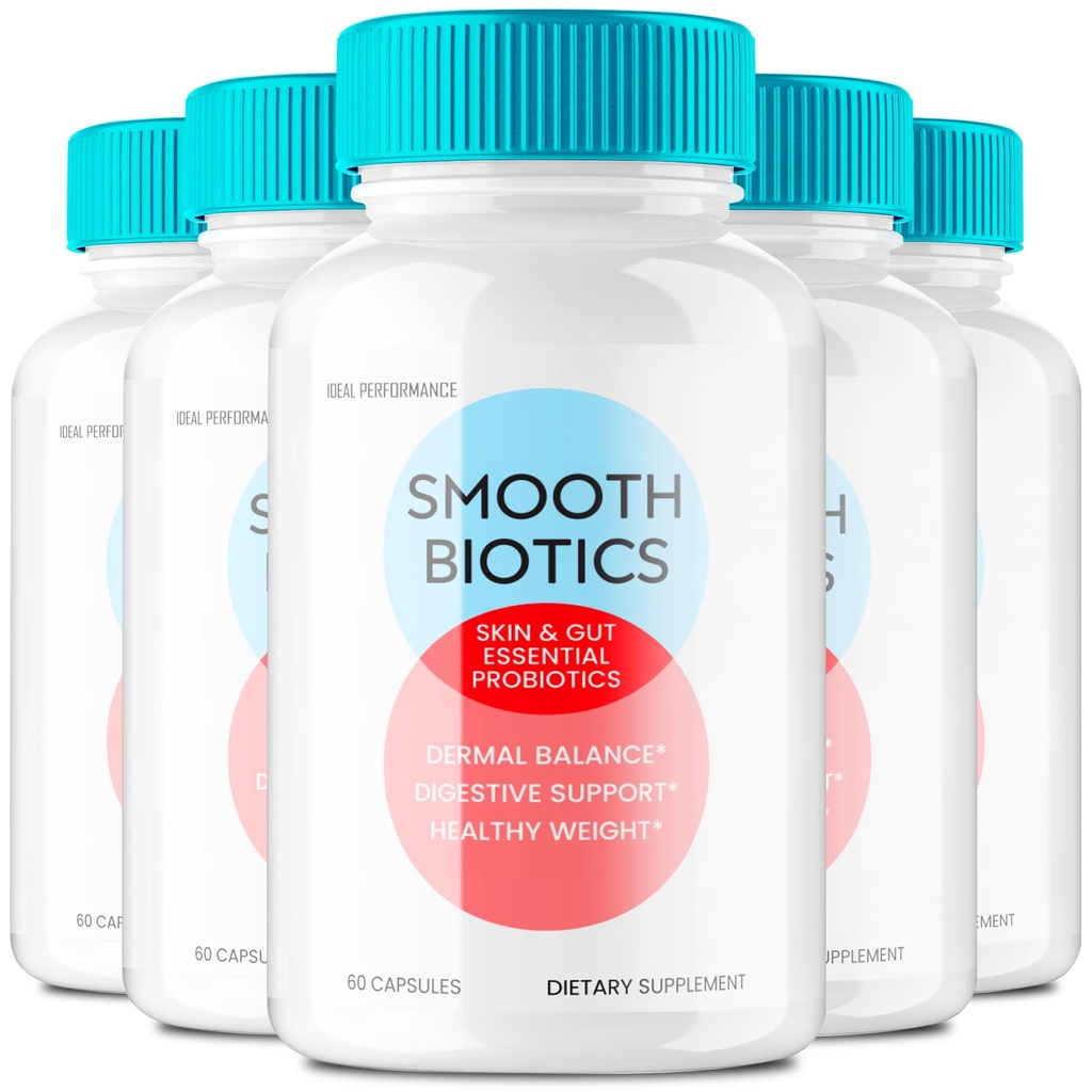 Smooth Biotics Capsules - Official Smooth Biotic Skin & Gut Support Probiotic Pills Supplement - All Natural Vitamin Pill - Digestive Support Capsule, Advanced Formula Supports Reviews (5 Pack)