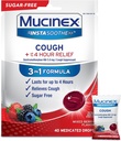 Mucinex Instasoothe Sugar Free Cough Drops, Cough Medicine for Adults with Dextromethorphan HBr, Non Menthol Cough Drops, Cough Suppressant Lozenges, Mixed Berry Medicated Cough Drops, 40ct