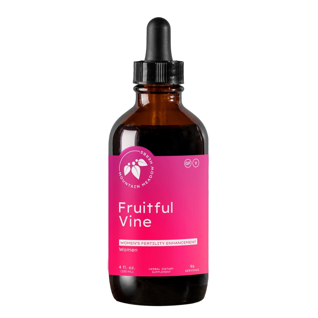 La vigne fruitière de Meadow Mountain - Santé hormonale et reproductive des femmes, Dong Quai, Chaste Tree et mélange à base de plantes pour la fertilité et l'équilibre du cycle, 4oz