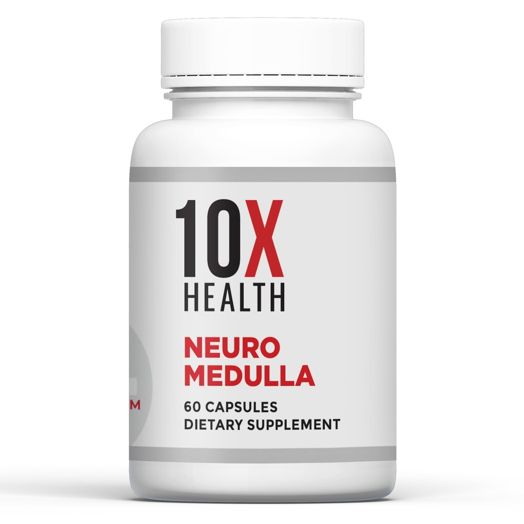 Supplément Cerveau Neuro Medulla Santé 10X - Supplément Cerveau Nootropique pour Cerveau, Mémoire et Focus - Supplément Mémoire avec Vitamine B1 & B3, Zinc, Ginkgo Biloba & Plus - 60 Capsules