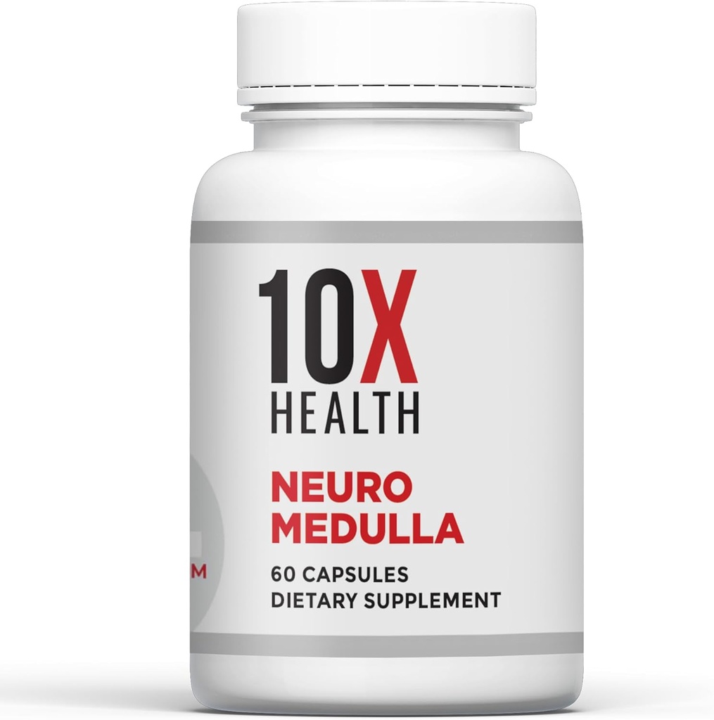 Supplément Cerveau Neuro Medulla Santé 10X - Supplément Cerveau Nootropique pour Cerveau, Mémoire et Focus - Supplément Mémoire avec Vitamine B1 & B3, Zinc, Ginkgo Biloba & Plus - 60 Capsules