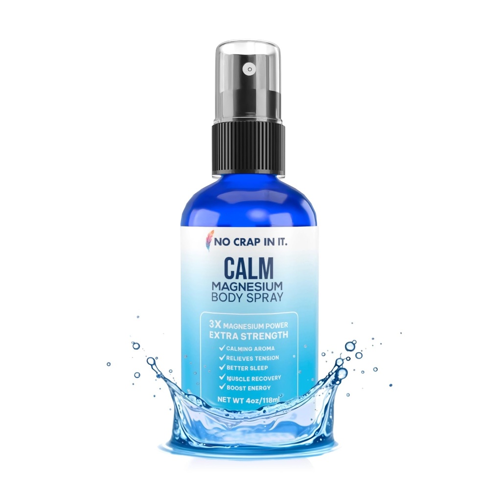 No Crap In It Calm Magnesium Spray Triple Magnesium Power: All Natural Magnesium Chloride, Glycinate, Sulfate-4oz