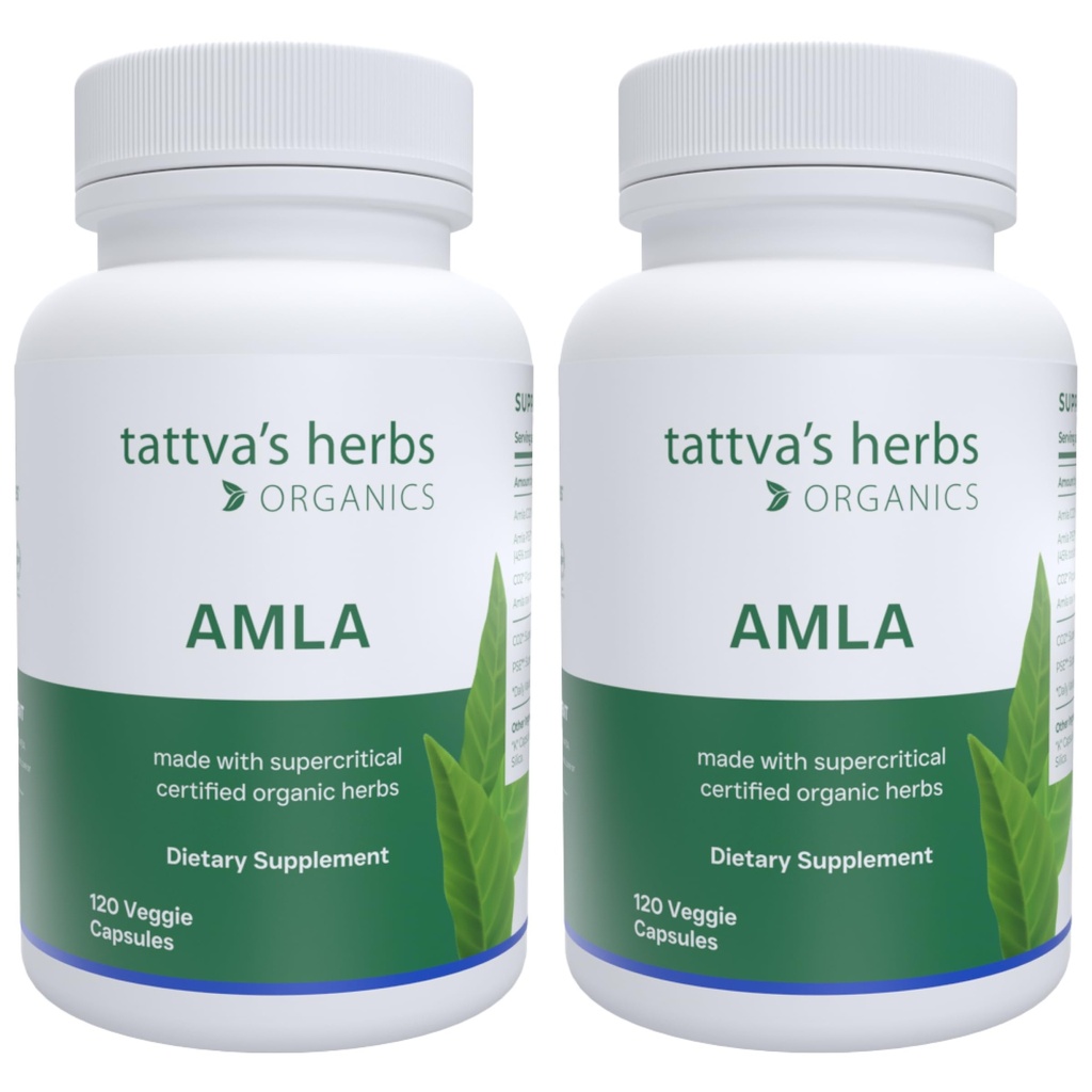 Tattva's Herbs Superfruit Amla Supplement, Vitamin C Supplement, Amla Powder Capsules, Antioxidant Support, Gooseberry Supplement, 240 Count (2 Pack), 25 Years of Premium Service