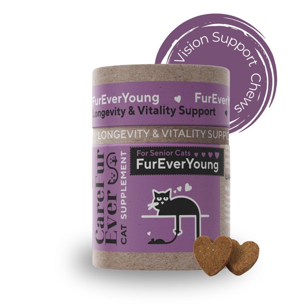 Supplement Treats for Senior Cats: Vision & Brain Function, Longevity & Overall Vitality, Immune Health for Aging Cats. Enriched with Breakthrough Active Ingredients (30 Days Supply)