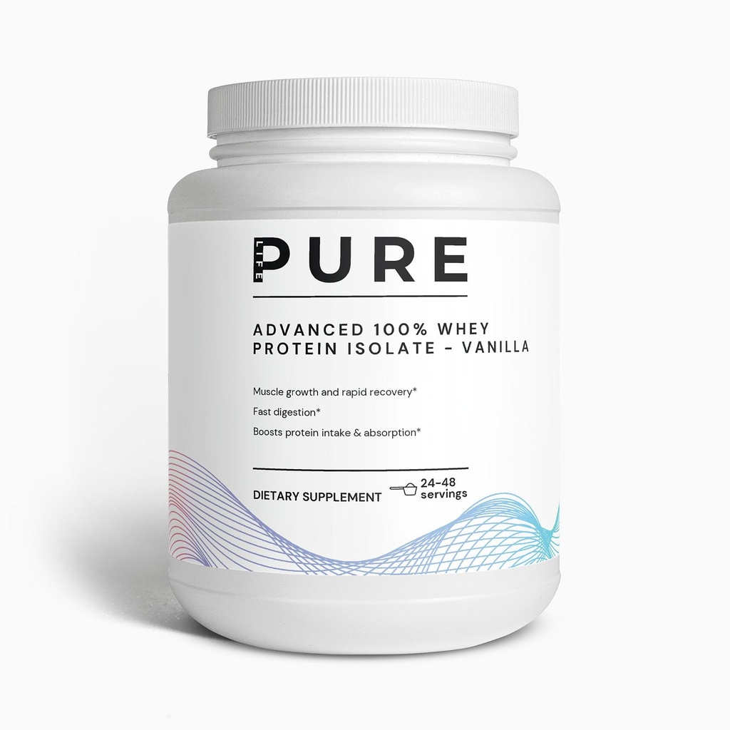 PURE LIFE Advanced Whey Protein Isolate Vanilla – 100% Pure & Natural Whey Protein Vanilla Powder – Low Carb – 48 Servings – High Protein Powder for Muscle Recovery and Fast Digestion