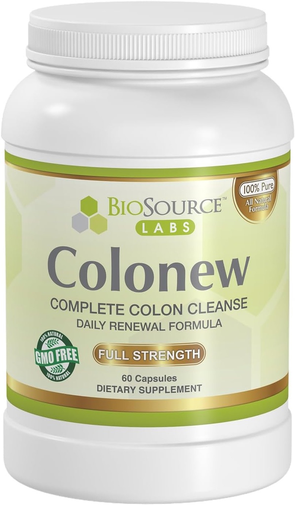 Colonew Complete Colon Cleanse Natural Detox Supplément pour la santé quotidienne digestive, formule de renouvellement – (60 capsules)