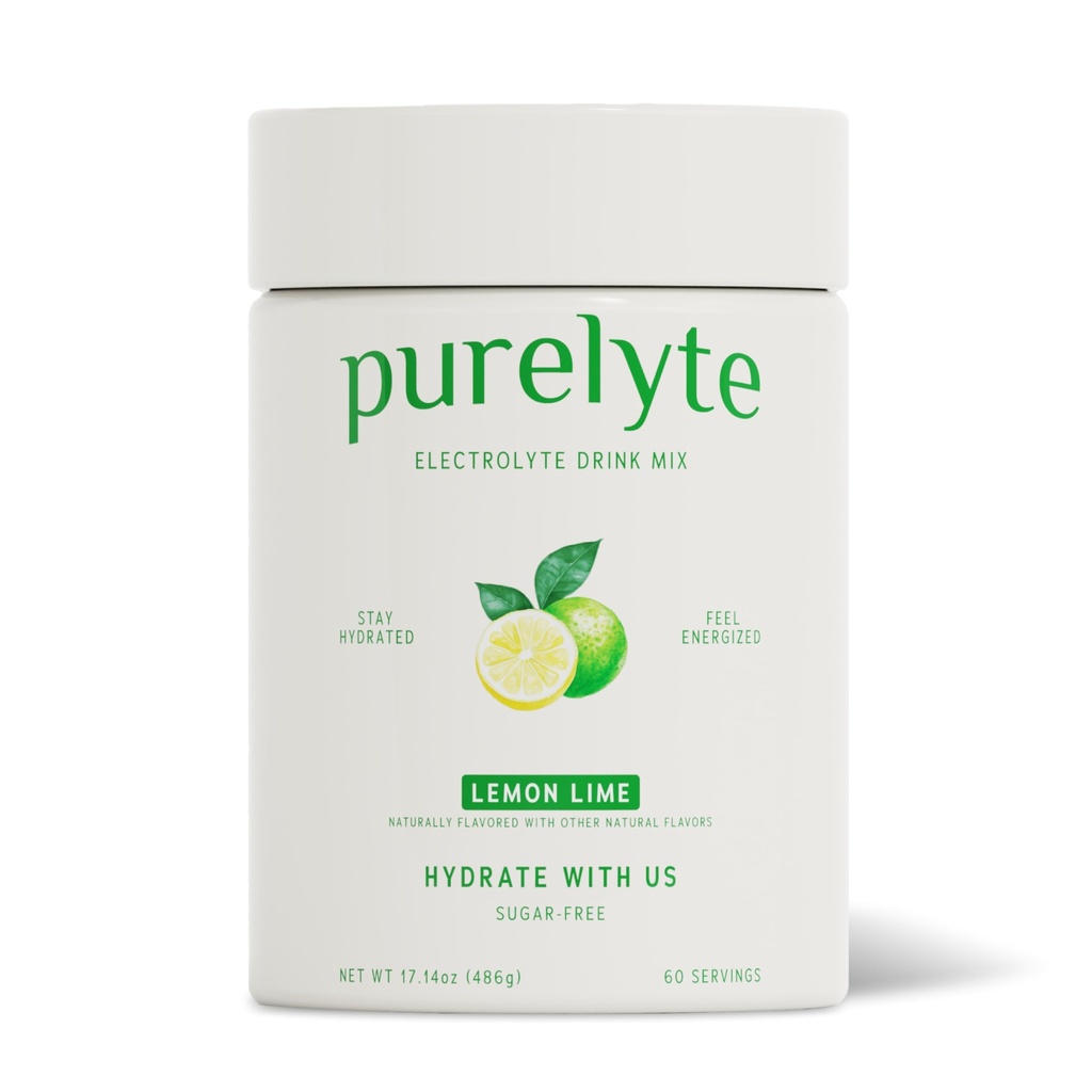 Electrolyte Powder Drink Mix – Sugar-Free, Naturally Flavored Hydration Powder with 5 Key Electrolytes & Trace Minerals – Keto, Vegan & Gluten-Free, 60 Servings, Lemon Lime