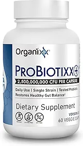 Organixx ProBiotixx+ Supplément probiotique, probiotiques quotidiens pour les femmes et les hommes pour la santé digestive Gut Health, soutien immunitaire, 2,5 milliards CFU, sans gluten, non OGM, plateau stable, 60 capsules végétariennes