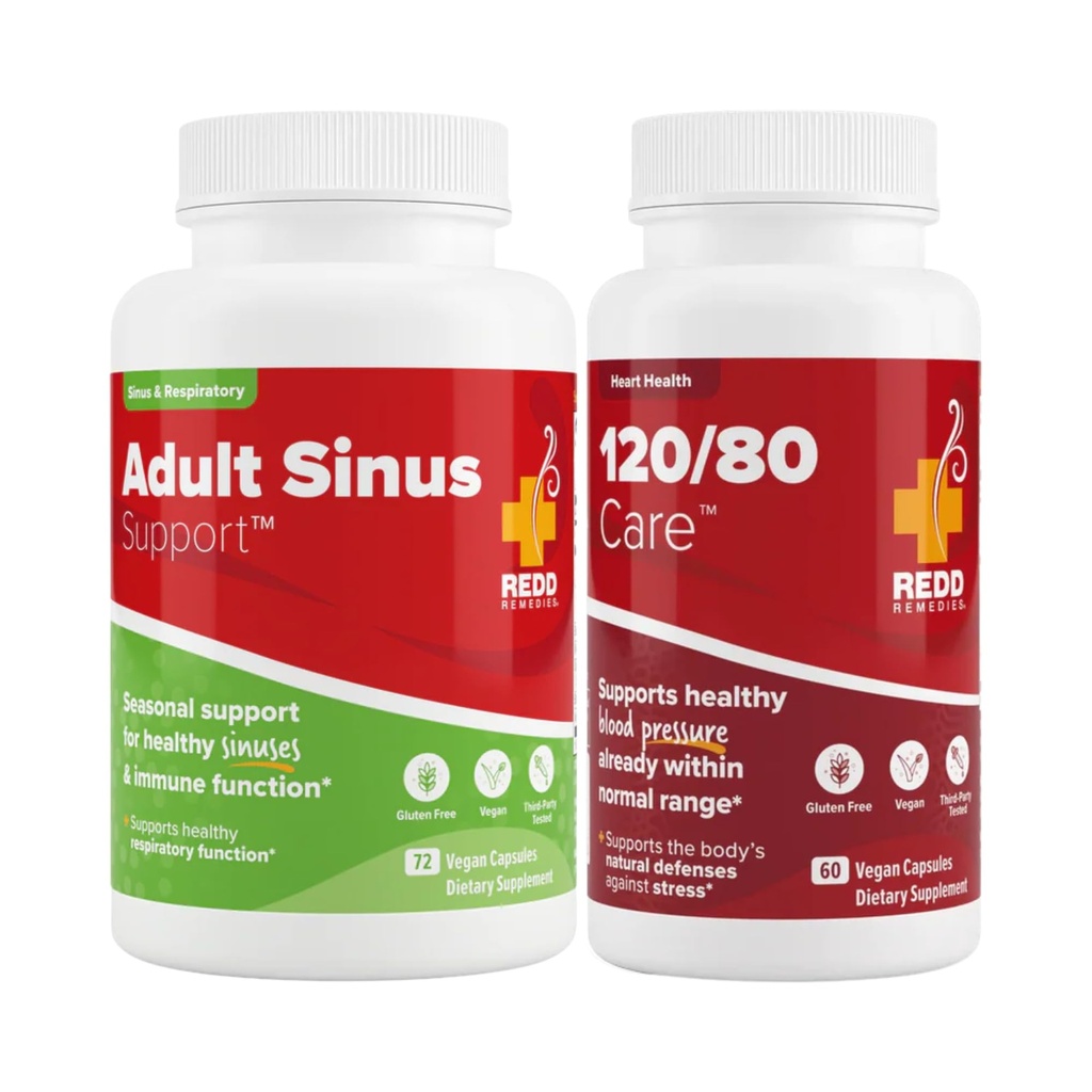 Redd Remedies Adult Sinus Support, 72 Capsules, and 120/80 Care, 60 Capsules