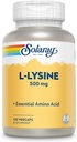 SOLARAY L Lysine 500 mg Capsules - Supplément d'acides aminés essentiels de forme libre - Powerful Wellness Support with L-Lysine Amino Acid - Lab Verified, Garantie de 60 jours, 120 portions, 120 VegCaps