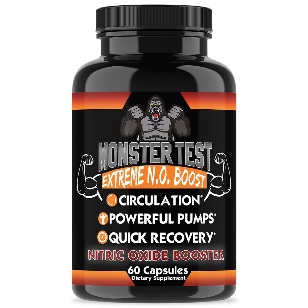 Angry Supplements Monster Test NO Capsules, Extreme N.O Booster, Quick Recovery & Energy (1-Bottle, 60ct)