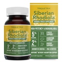 Max Strength Siberian Rhodiola®: Rhodiola Rosea 5% Rosavins, 2% Salidroside & BioPerine® pour l'absorption accrue – aide à soutenir le stress, l'énergie et la concentration* – grandi en Sibérie, ADN vérifié (60 capsules)