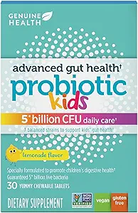 Véritable santé Probiotique quotidien pour les enfants, aide à promouvoir la santé digestive et la réponse immunitaire, la formule multi-trains, Lemonade Flavor, 30 comprimés à croquer