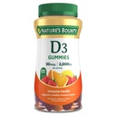 Nature's Bounty Vitamine D3 Gummies, supplément de vitamine, soutient la santé immunitaire, 50mcg, 2000IU, saveur de fruits mélangés, 90 Gummies