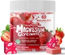 Magnésium Glycinate Soft Chews, goût de fraise. Potassium sans sucre à croquer Magnesium avec Glycinat de magnésium, vitamine D, B6 et CoQ10 pour un soutien et un sommeil apaisant pour les adultes, 60 jours d'approvisionnement