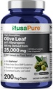 NusaPure Olive Leaf 20% Oleuropein 50:1 Extrait, 500 mg Équivalent à 25 000 mg 200 Vég. Caps appropriés pour les végétariens et les végétaliens, non OGM