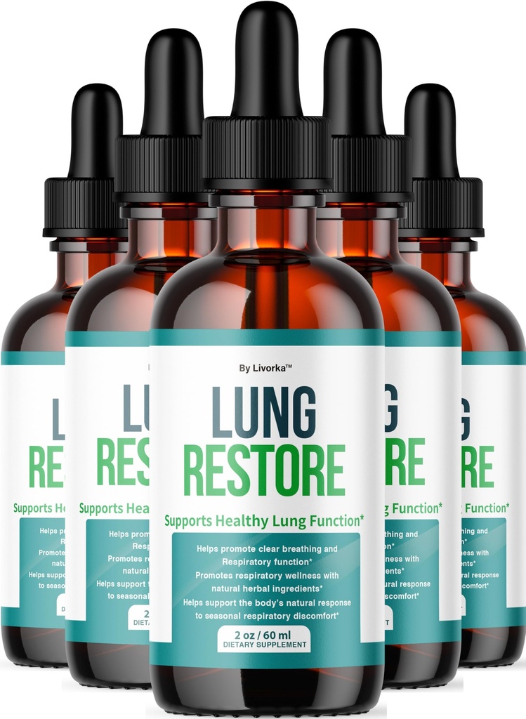 (5 Pack) Lung Restore Drops - Official LungRestore Advanced Liquid Drop Supplement - Maximum Strength, Natural Premium Support Vitamins for Overall Health & Wellness Reviews, 5 Bottles for 5 Months