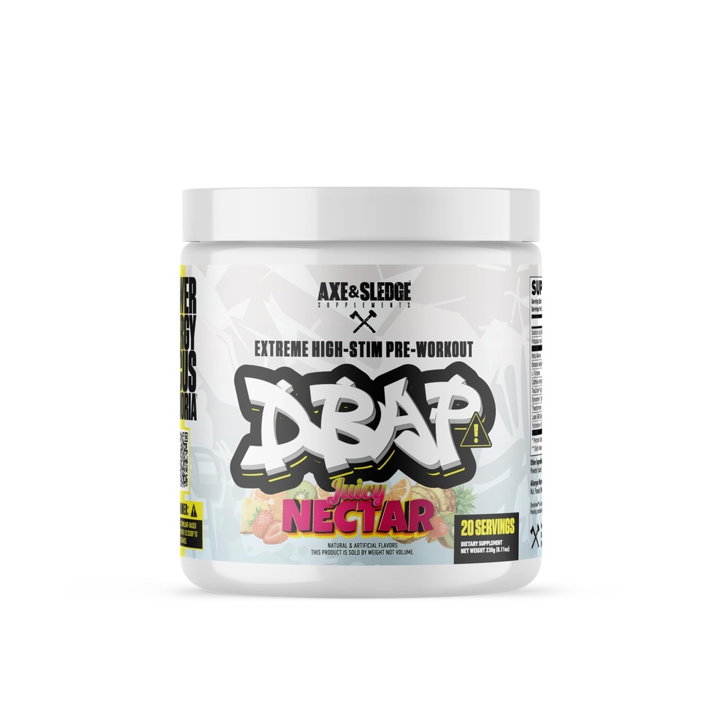 DBAP Extreme High Stim Pre-Workout Powder | 400mg Caffeine | Beta Alanine, Betaine Anhydrous, Electrolytes & Focus | High Stimulant Pre Workout Supplement | 20 Servings,Juicy Nectar