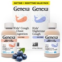 Genexa Kids' Clean Day & Night Cough Medicine, Dye Free, 0% Artificial Additives, Children's Cough, Chest Congestion, Runny Nose & Sneezing Relief, Ages 6+, Organic Blueberry Flavor, 8 fl oz (2 Pack)
