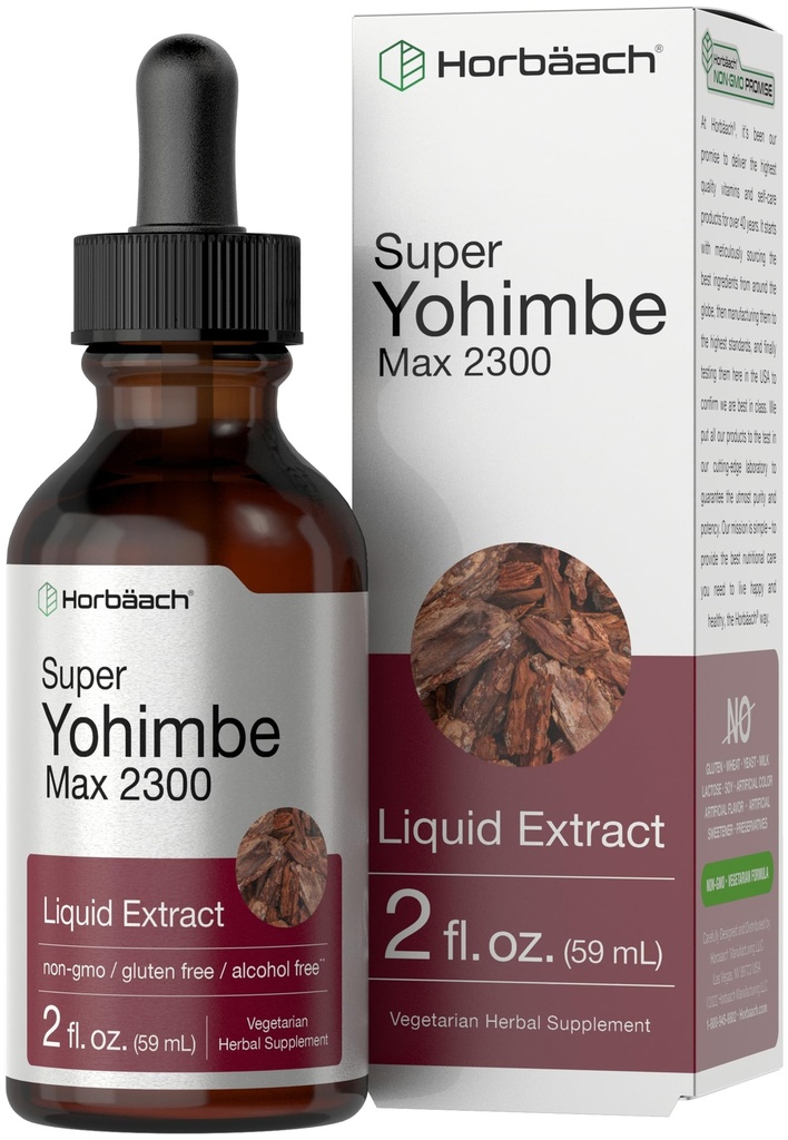 Horbäach Yohimbe Extrait liquide d'écorce de 2 fl Oz de supplément pour les hommes et les femmes