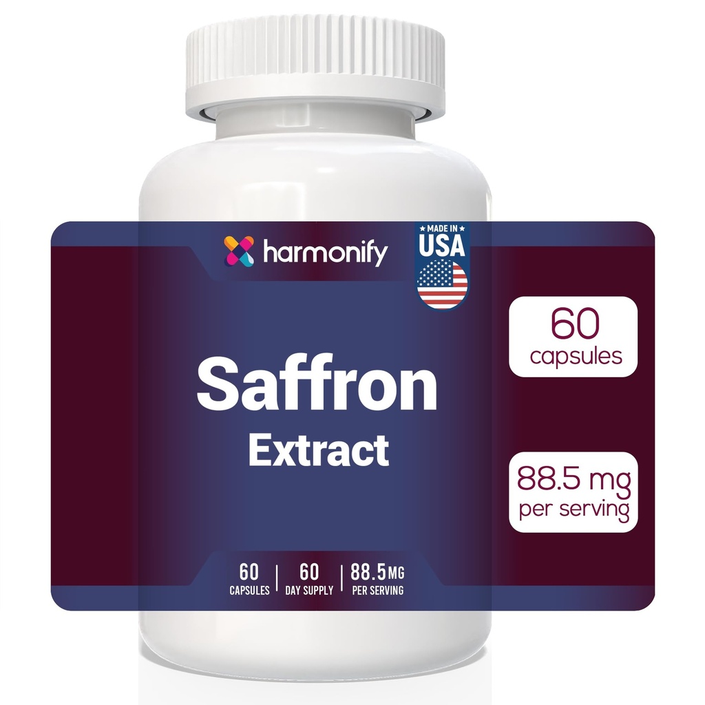 Saffron Supplements 88.5mg – Mood, Eye & Appetite Support – 60 Capsules | Natural Saffron Supplement from Crocus Sativus L. | Non-GMO, Vegan-Friendly