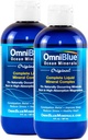 OmniBlue Ocean Minerals - 70+ Trace Minerals & Liquide Magnésium - Potassium, Chlorure- Faible Sodium - Support naturel pour le sommeil, la digestion, la régularité, l'hydratation et le bilan électrolytique (2-Pack 8oz)