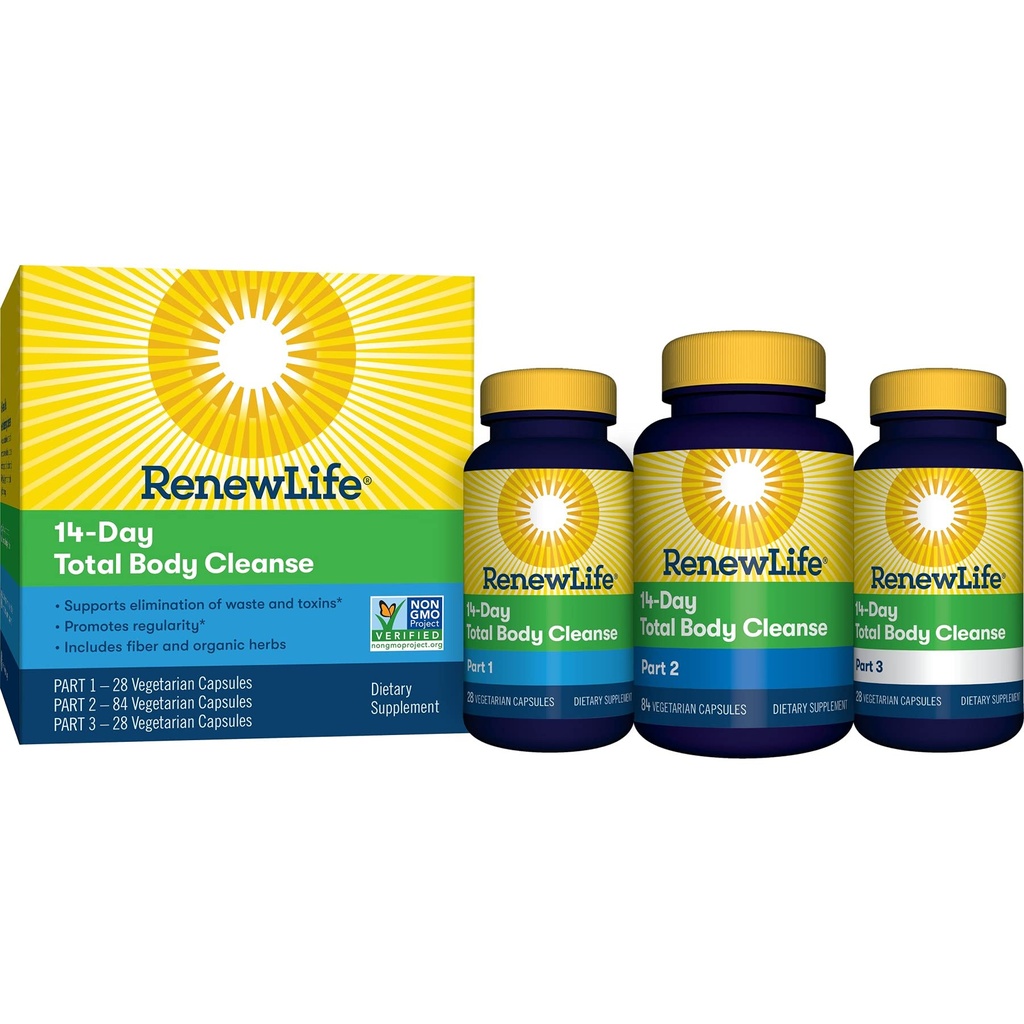 Renew Life Adult Cleanse - Total Body Cleanse for Men & Women - 2-Part, 14-Day Program - Dairy & Soy Free - 140 Vegetarian Capsules